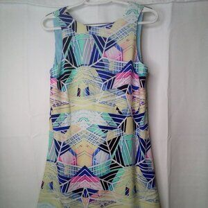 Sugar Lips Dress Women XS Sleeveless Lined Open Back Pattern Colorful